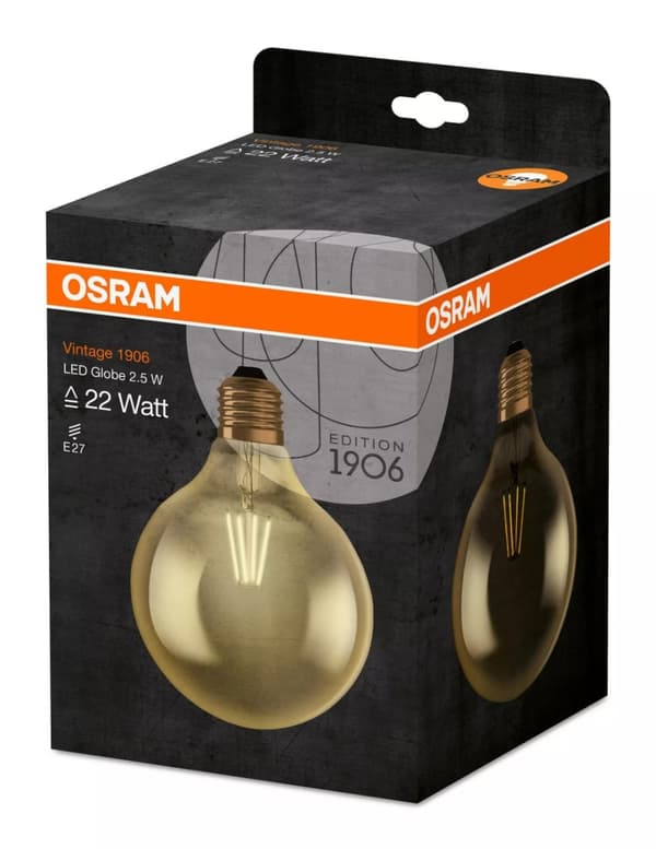 LEDVANCE LED 1906 Vintage Gold, 2,8W/21W, E27 Glob