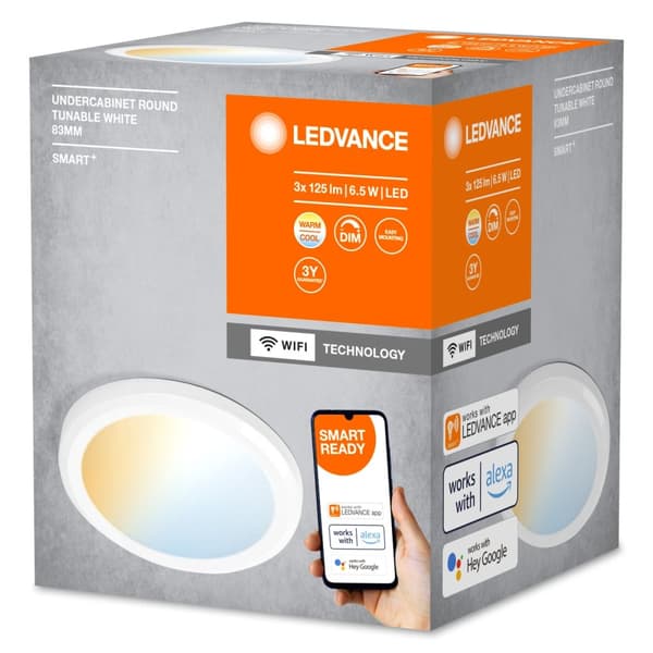 LEDVANCE SMART+ U Skåp rnd 6,5W/827-865 83mm 3 pak WiFi