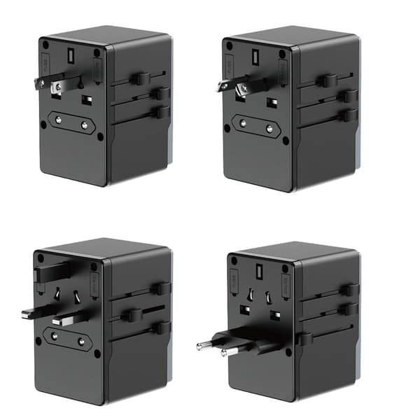 Dudao reiseadapter 65 W EU/US/JP/AUS/UK med 2x USB-C 2x USB-A - svart