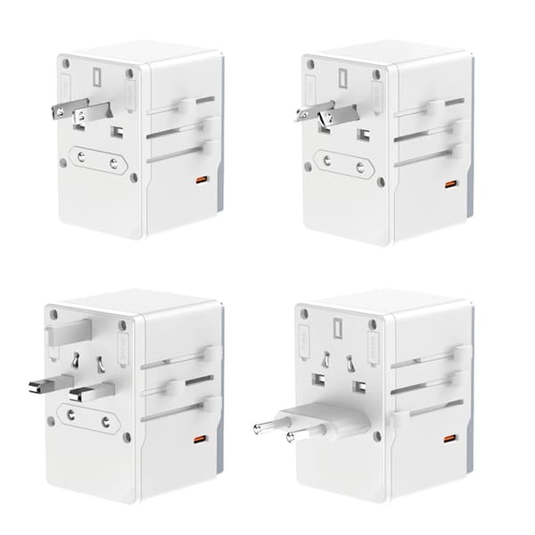 Dudao Travel Adapter 35W EU / UK / AUS / US / JP 3x USB-C 2x USB-A - Valkoinen