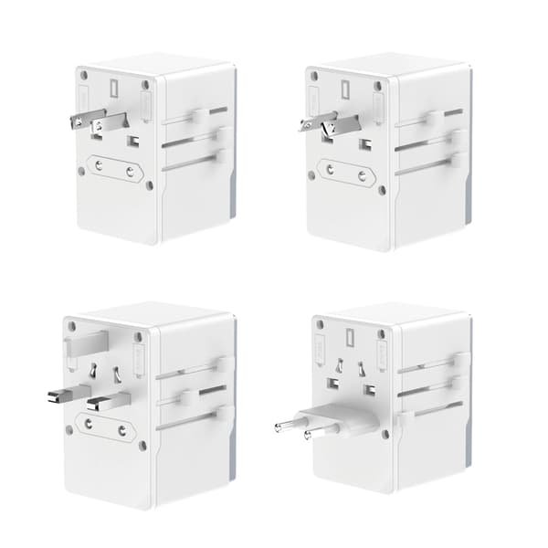 Dudao Travel Adapter 65W EU/US/JP/AUS/UK med 2x USB-C 2x USB-A - Hvid