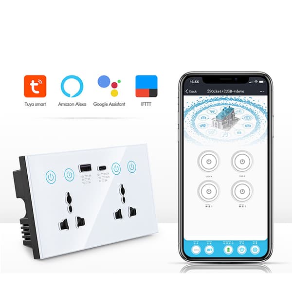 INF Smart WiFi Vægudtag DS-1450WN - Sort Hvid