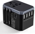 Miniatyrbild 1 av 6: Allt-i-ett reseadapter med 4 USB 5.6A och 1 USB C Frosted Universal Plug Adapter Frankrike till engelska, USA