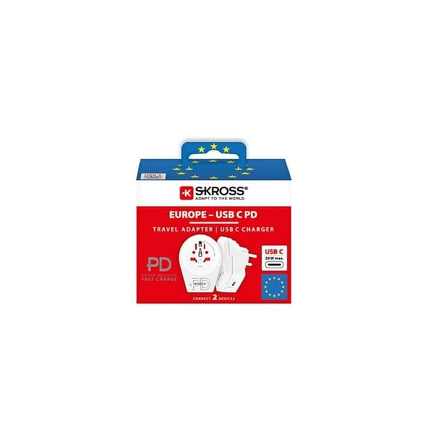 Skross-adapter och omvandlare World to Europe-adapter + 20 WATT Typ C-utgång