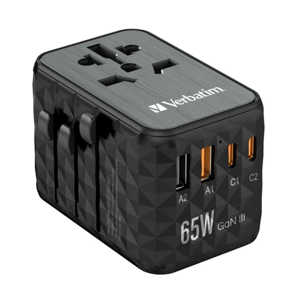 Verbatim GaN III Universal rejseadapter UTA-05 PD65W QC 4+