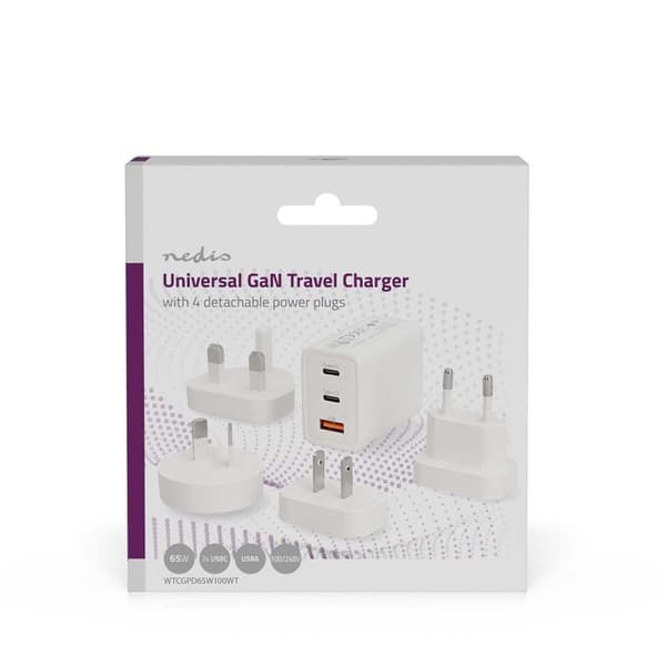 Nedis Travel Adapter | 100 - 240 V AC 50/60 Hz | 65 W | Hvit