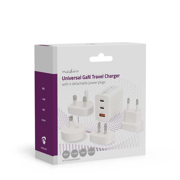 Nedis Travel Adapter | 100 - 240 V AC 50/60 Hz | 65 W | Hvit