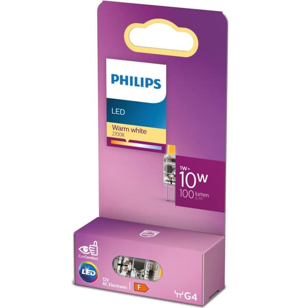 Philips LED G4 1W (10W) 12V Micro 100lm varm hvit