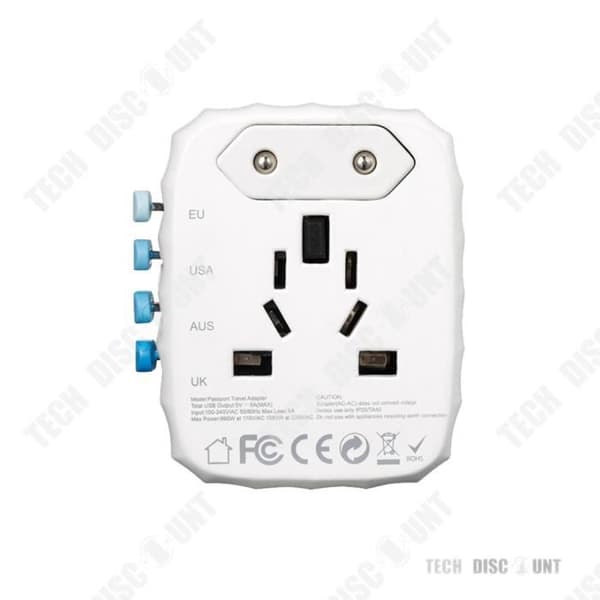 TD® universal reseadapter med 4 usb internationellt Frankrike till Storbritannien usa engelsk kontakt nätladdare