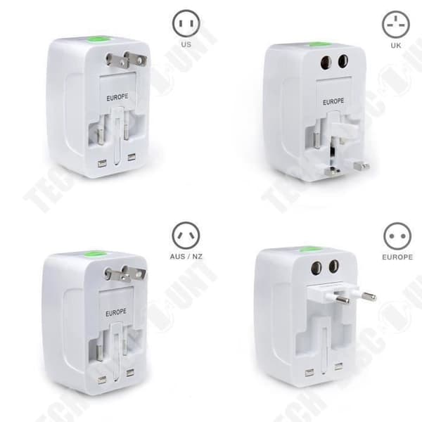 TD® International Travel Adapter Universalkontakt med 2 USB-portar (1A) Nät 220V - 110V AU USA EU