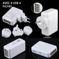 Miniatyrbild 4 av 4: INN Resaadapter med 4 kontaktpluggar och 4 USB 5V 2A strömomvandlingskontakt EU USA UK gemensam för många länder bärbar