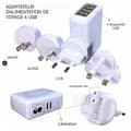 Miniatyrbild 2 av 4: INN Resaadapter med 4 kontaktpluggar och 4 USB 5V 2A strömomvandlingskontakt EU USA UK gemensam för många länder bärbar