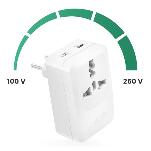 Reseadapter Europa Brasilien Korea USB och USB C 15W Akashi Vit