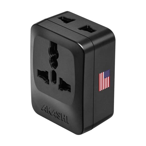 Reseaadapter Typ A USA Japan Kina 3 uttag Akashi Svart