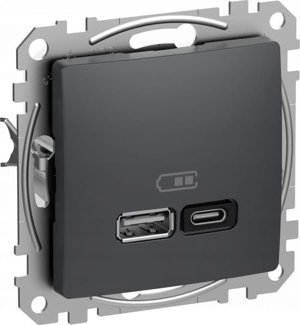 Schneidere - SDD114404 - USB-laddningsuttag Schneider Sedna Design A+C 45W PD svart antracit