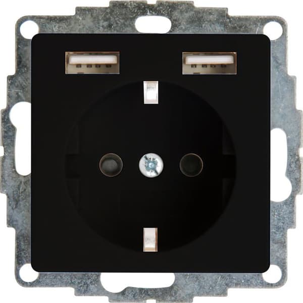 Kopp - 296250006 - HK07 - Väggmonterat uttag med 2 USB-laddningsuttag, färg: matt svart - (1 styck)
