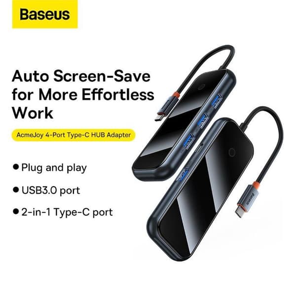Adaptör - Baseus - AcmeJoy - HUB 5-i-1 - 5 portar - Snabbladdning 100W - 4K HDMI
