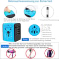 Miniatyrbillede 4 af 6: Lollanda Global Travel Adapter – Universal Multi-Country Plug Converter – 3 USB + 1 Type-C hurtigopladning – Kompakt og bærbar oplader