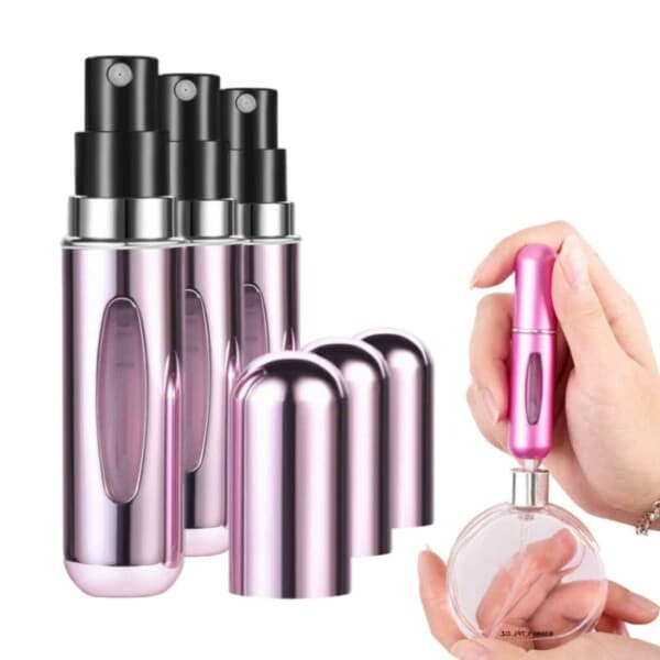 3 -pakke mini påfyld parfumeflaske - påfyldte rejsecontainere 5 ml lyserød