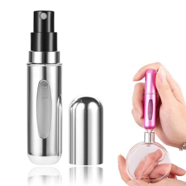 Mini Refill parfumeflaske - Genopfyldte rejsebeholdere 5 ml sølv