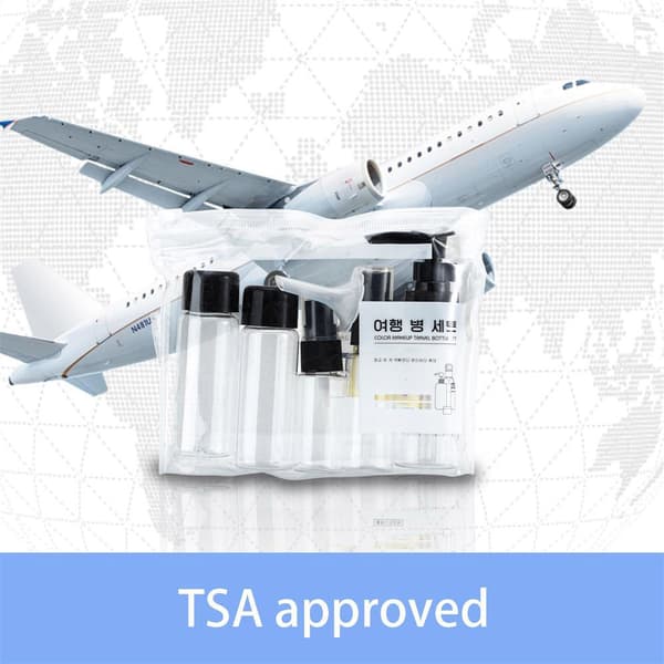 Reiseflaskebeholdere Flaskesett i SVART TRANSPARENT 6-delt sett med tomflasker og trakt til påfylling, reiser, prøver etc TSA-godkjent bagasje