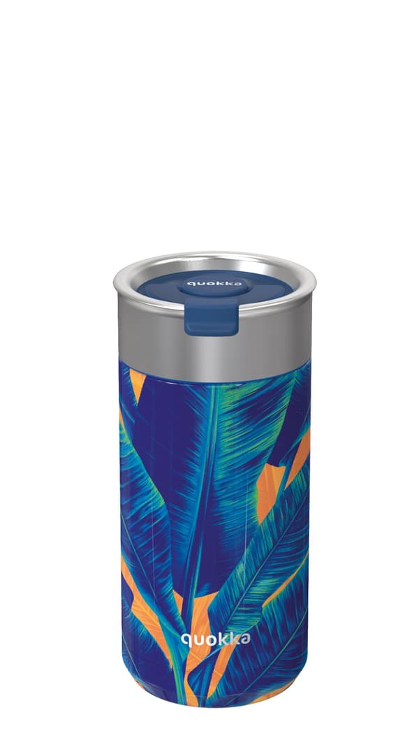 Quokka Boost Coffee Tumbler - Termisk krus i rustfrit stål med infuser 400 ml (Blue Jungle)