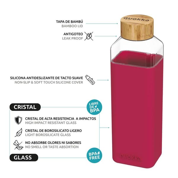 Quokka Storm - Vattenflaska i glas 700 ml (rödbrun)