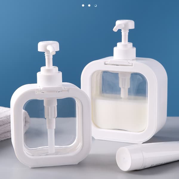 INF 300 ml vit platt påfyllningsbar flaska med pump