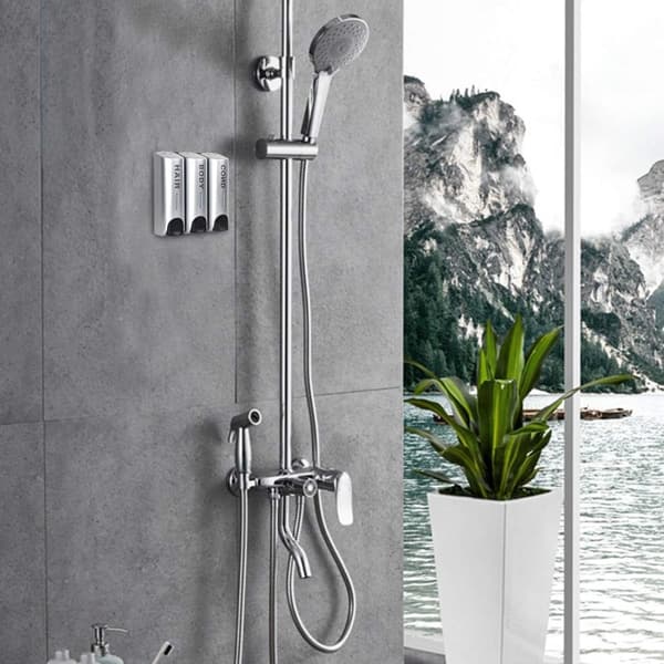 3 Pack Saippua-annostelija Shower Gel Shampoo Conditioner Wall Mount Hopeanvärinen