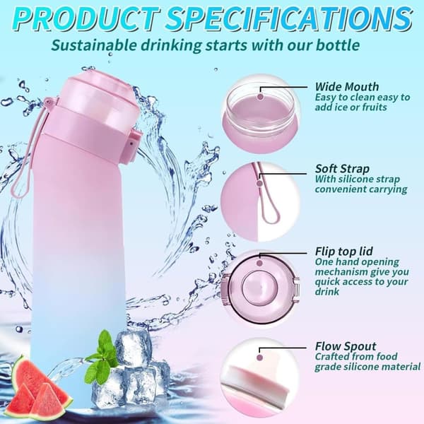 Lollanda Air med 7 smaker, 650ml startuppsättning Dricka Up frukt Doft BPA-fri med sugrör