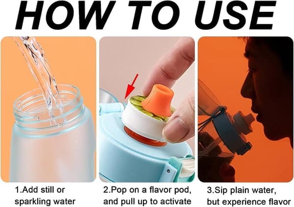 Lollanda Air med 7 smaker, 650ml startuppsättning Dricka Up frukt Doft BPA-fri med sugrör