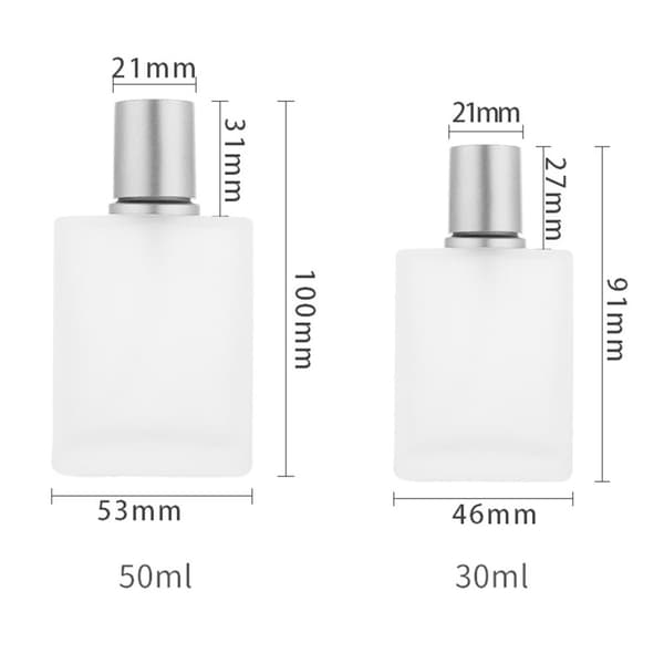 2st parfymsprayflaska tjockt glas mattande transparent påfyllningsbar tom flaska 50ml