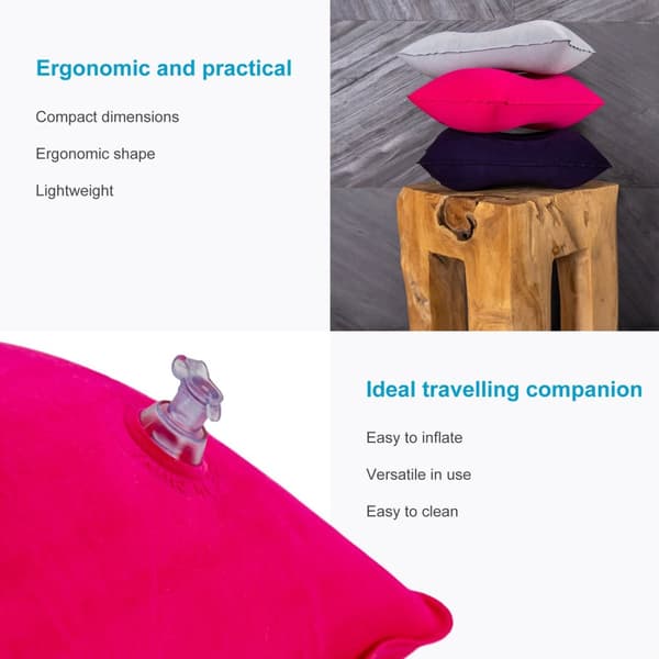 Näckkudde Resekudde Uppblåsbar kudde Ergonomisk kudde Camping Resor 33.5 x 22