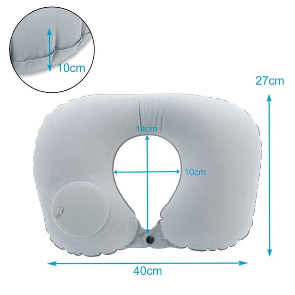 Näckkudde Resekudde Uppblåsbar nackkudde i GRÅ  och ögonmask med öronproppar i ergonomisk form Perfekt för camping, utflykter, resor etc