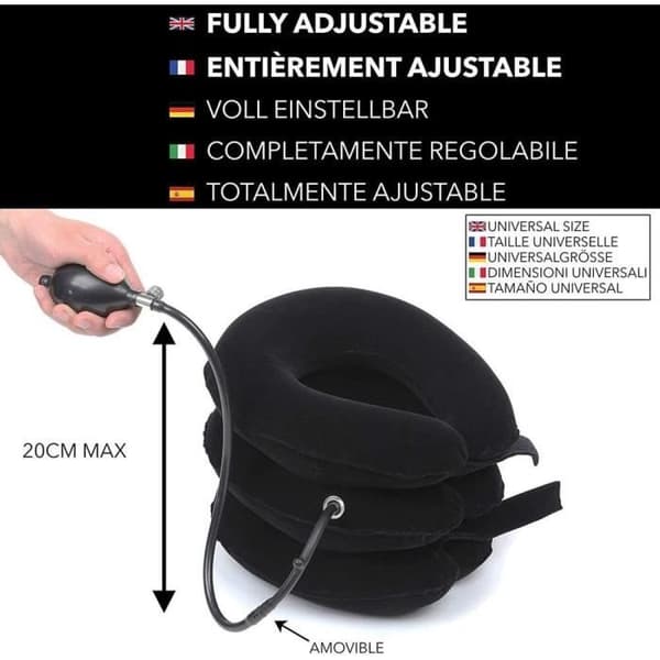 Cervikal kudde - MAVURA - NeckCorrect™ - Uppblåsbar - Justerbar - Bekväm