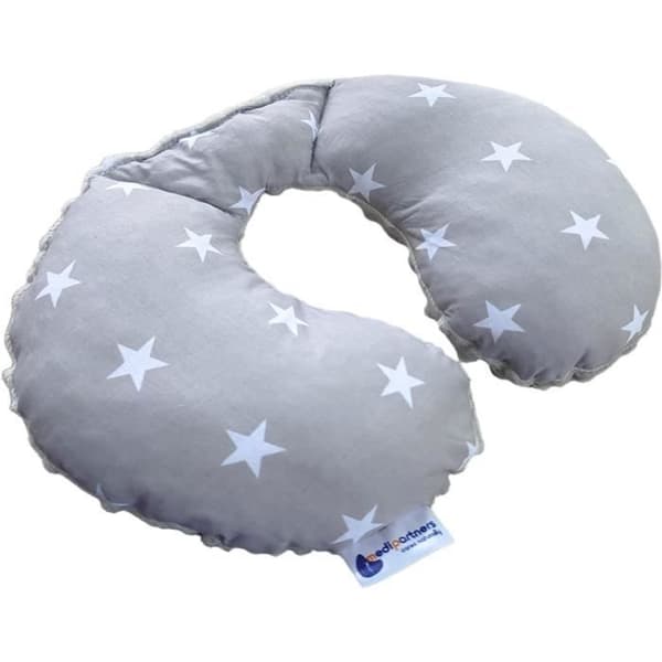 Cervikal stödkudde för barn 100 % bomull Baby-cervikal kudde för resor (Stars and Minky Grey)