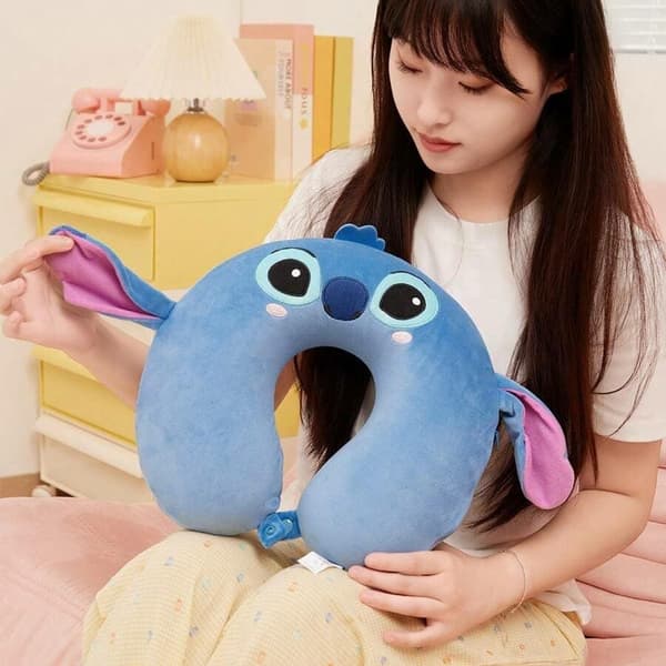 Stitch Blue Stitch -matkatyyny muistivaahdolla, Cartoon Disney -niskatyyny, kompakti lilo- ja ommelkaulatyyny retkeilyyn ja nukkumiseen