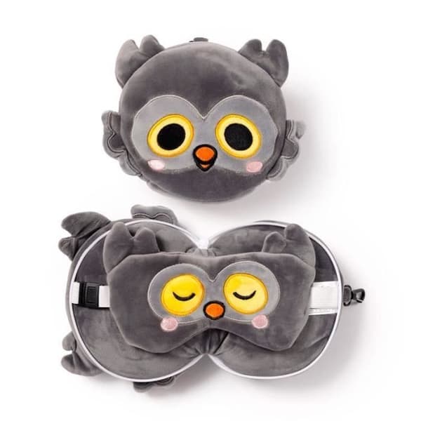 2-i-1 resekudde med Relaxeazzz ögonmask Adoramals Winston, the Owl