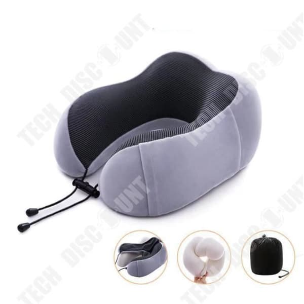 TD® U-formad kudde, Memory Foam, Slow Rebound Adaptive Travel Kudde, Grå Nackskudde, Napp Kudde, Port