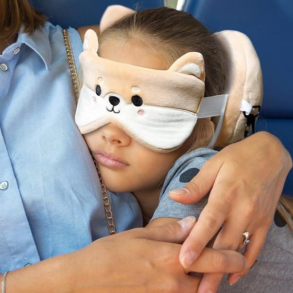 Resteazzz Plush Cutiemals Shiba Inu Dog Travel Kudde och ögonmask