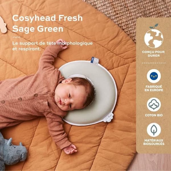 Babynackstöd - BABYMOOV - Cosyhead - Babymorfologi - Oeko-Tex-certifierad ekologisk bomull - Fresh Sage Green