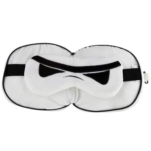 Restazz den ursprungliga 2-i-1 plysch stormtrooper resekudde med Puckator ögonmask - vit - 4,5x14x9,5 cm