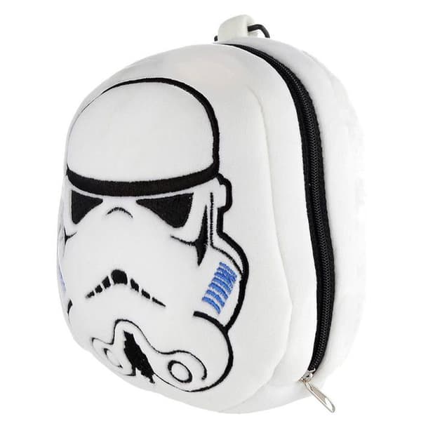 Restazz den ursprungliga 2-i-1 plysch stormtrooper resekudde med Puckator ögonmask - vit - 4,5x14x9,5 cm