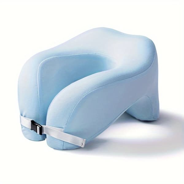 Ergonomisk Memory Foam U-formet Pude, Justerbar Rem, Hypoallergenisk Betræk,Blå