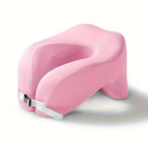 Ergonomisk Minnesskum U-formad Kudde, Justerbart Rem, Hypoallergeniskt Överdrag,rosa