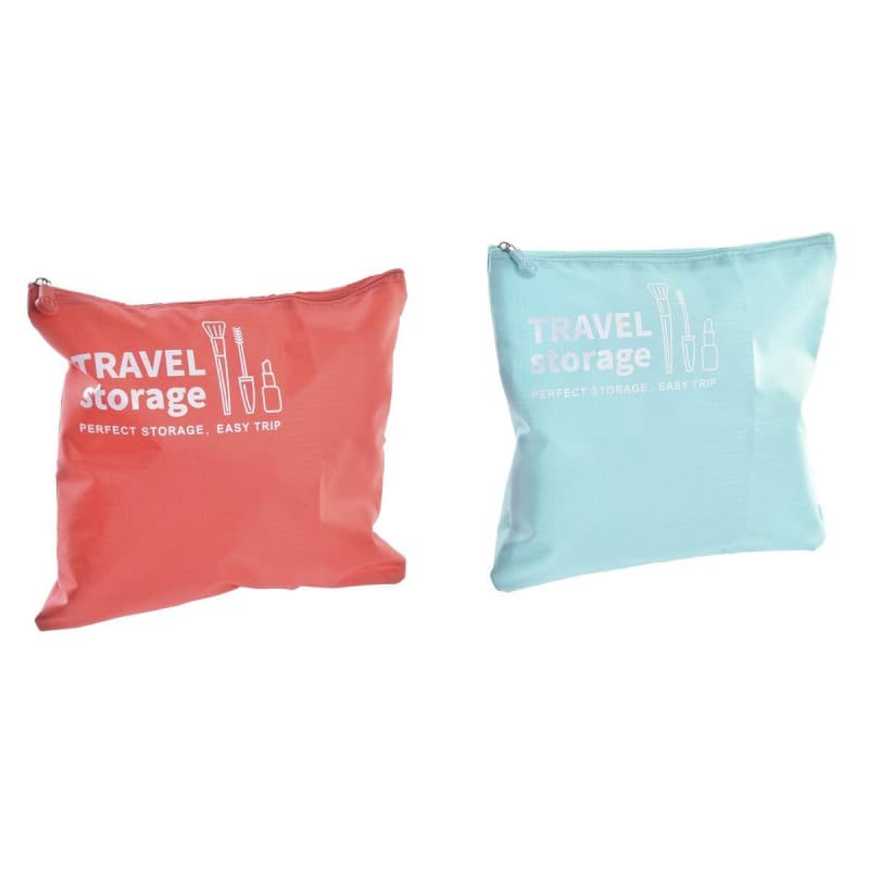 Resenecessär DKD Home Decor Turkos Polyester Korall (2 antal)