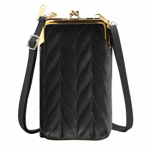 Pochette - AVIZAR - Original svart axelrem - Flera fack - Syntetläder