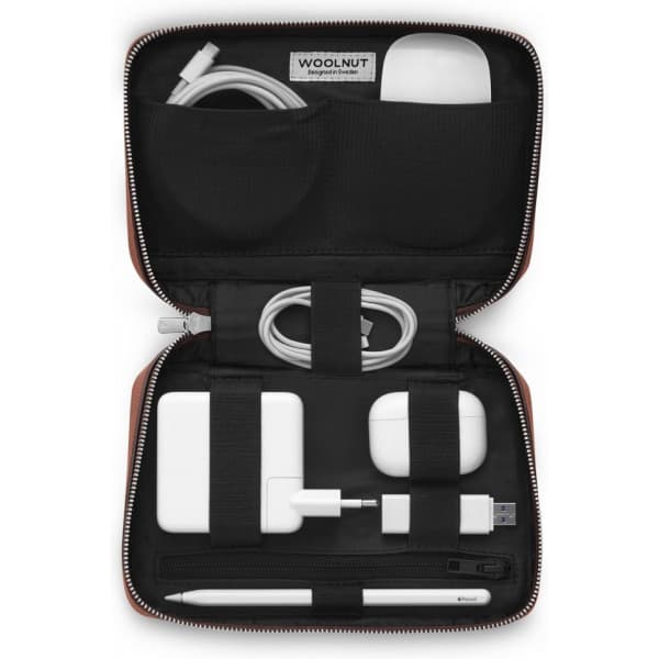Woolnut Leather Tech Organizer - tilbehørstaske, konjakk