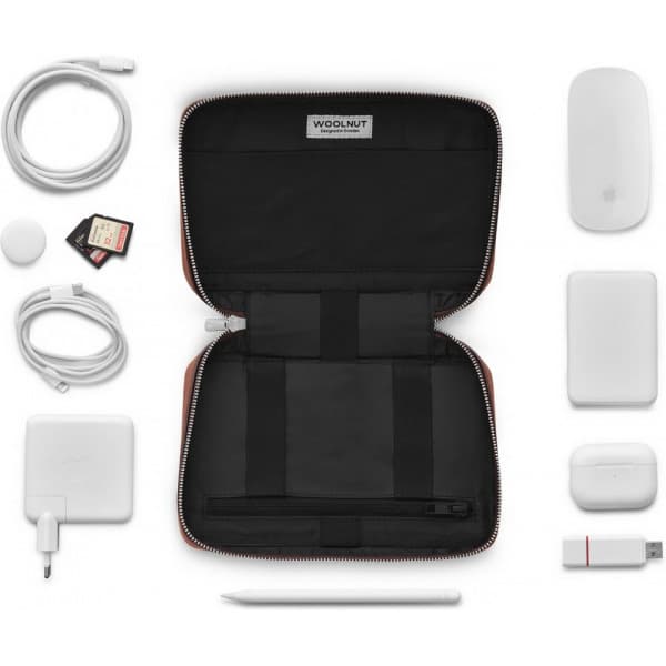 Woolnut Leather Tech Organizer - tilbehørstaske, konjakk