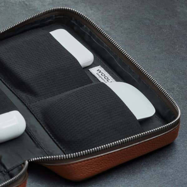 Woolnut Leather Tech Organizer - tilbehørstaske, konjakk